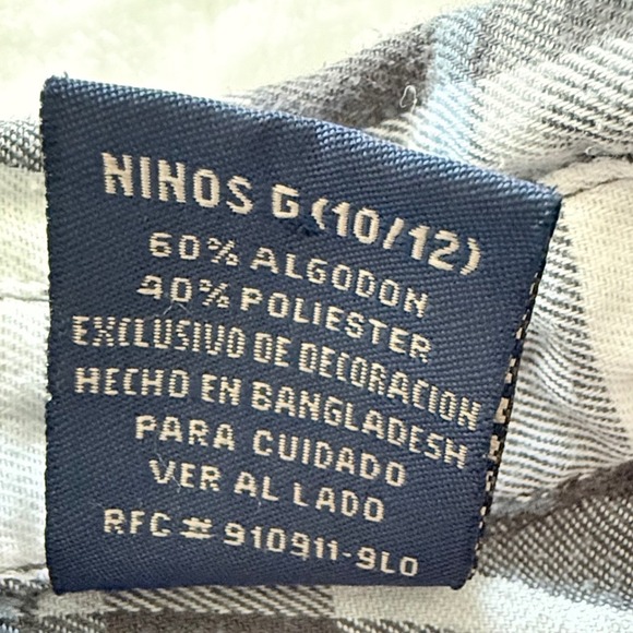 Wrangler Jeans Co Plaid Button Shirt Boys L 10/12 Western Gray Blue - Picture 5 of 8